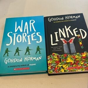Gordan Korman Books - Set of 2.  War Stories and Linked.  Scholastic Novels